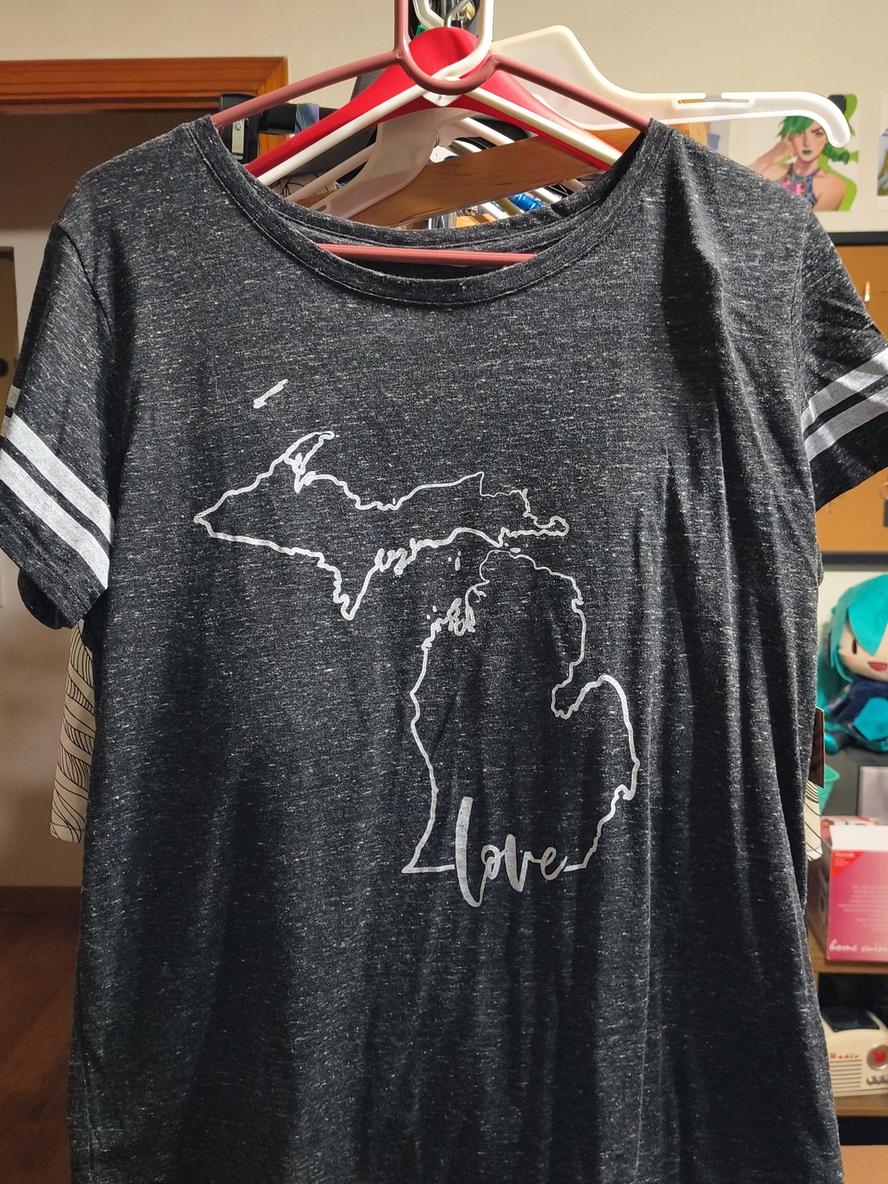 Home Free Graphic Tee in Black Heather with White Michigan Love Print